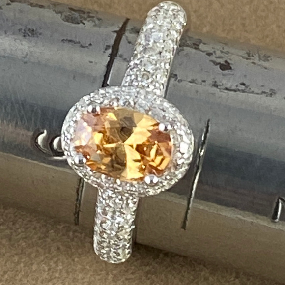 Champagne Color Sapphire & CZ's Ring size 6 - Picture 1 of 5